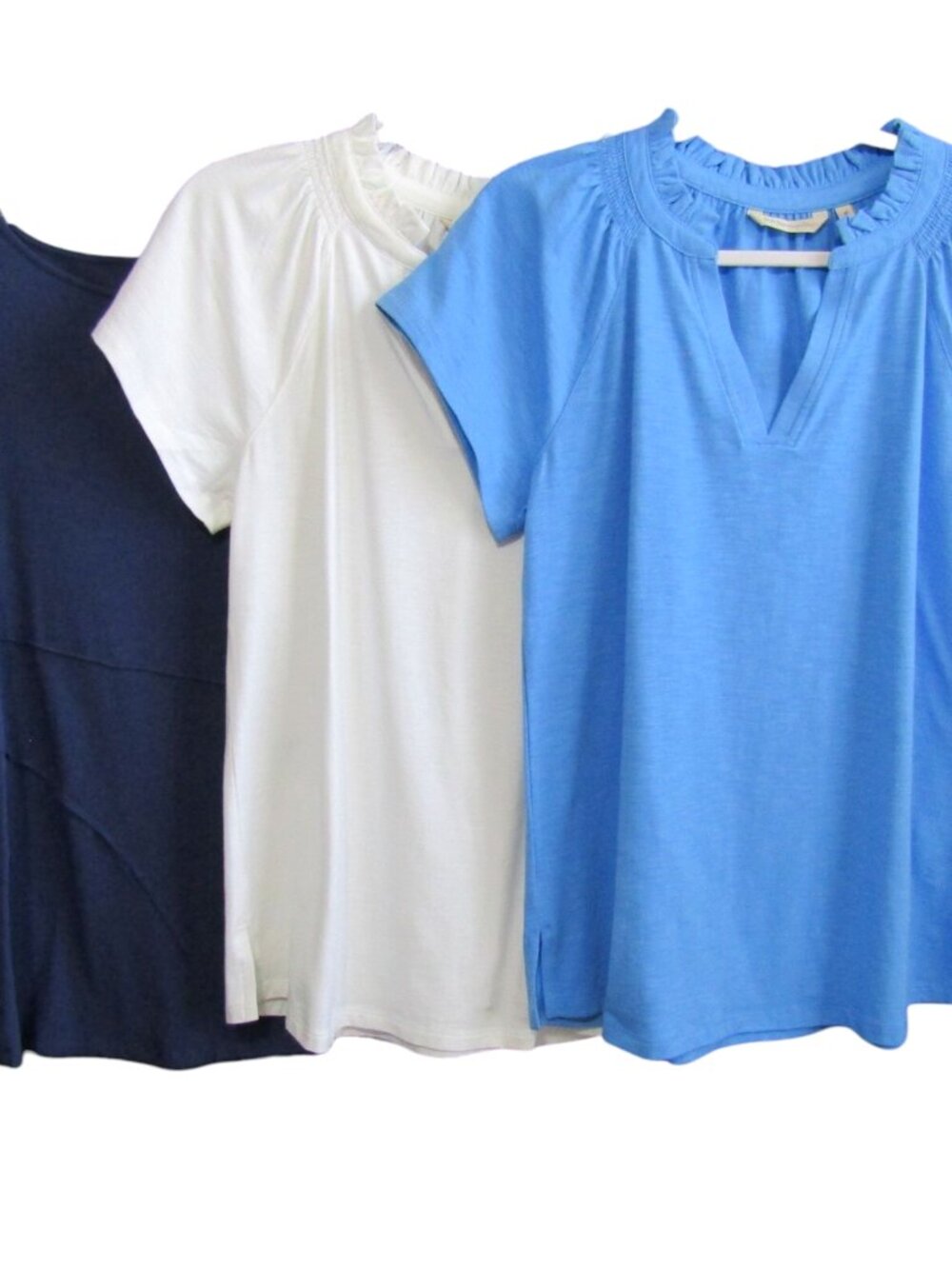 Soft Surroundings Bundle Lot of 3 Tops Women Size M Navy White Blue Cotton Blend
